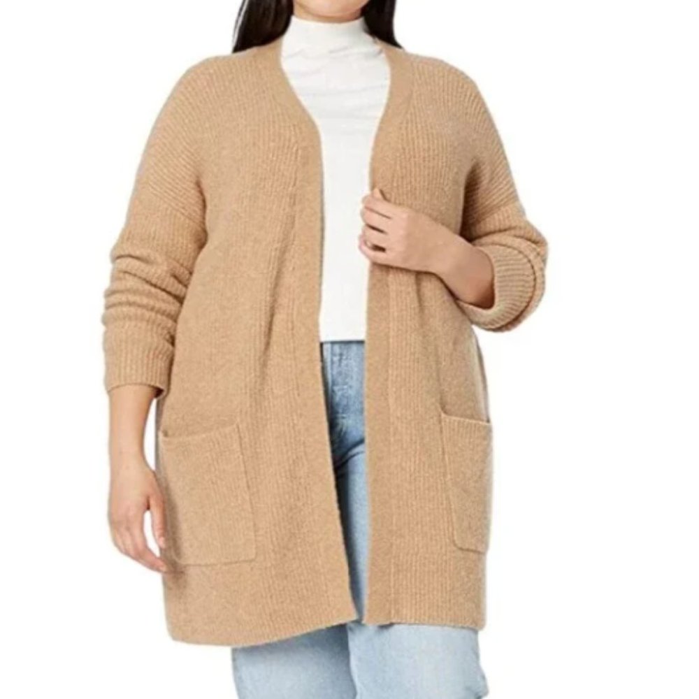 NWT. Goodthreads Waterfall Boucle Shaker Stitch Cardigan Sweater Gray. M.